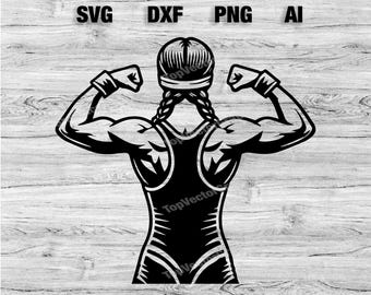 Amerikaans worstelen vrouwen premium SVG | Worstelen Svg | Worstelaar meisje Svg | Martial Art Clipart Cricut sublimatiebestand SVG, png, dxf, AI bundel