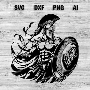 Spartan Warrior Silhouette Cut Files | Spartan Warrior Vector Silhouette, Cameo, Cricut SVG, PNG, Dxf, Ai, Instant Download Laser Ready