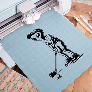 Alien Golfer Silhouette Cut Files | Fun Golf Alien Vector Silhouette ...