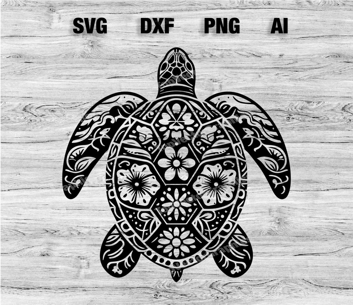 Sea Turtle Floral Beach Pattern Cut Files | Beach Turtle Vector ...
