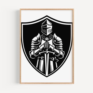 Medieval Knight Silhouette Cut Files | Medieval Knight Shield Vector Silhouette, Cameo, Cricut SVG, PNG, Dxf, Ai, Instant Download Laser image 7