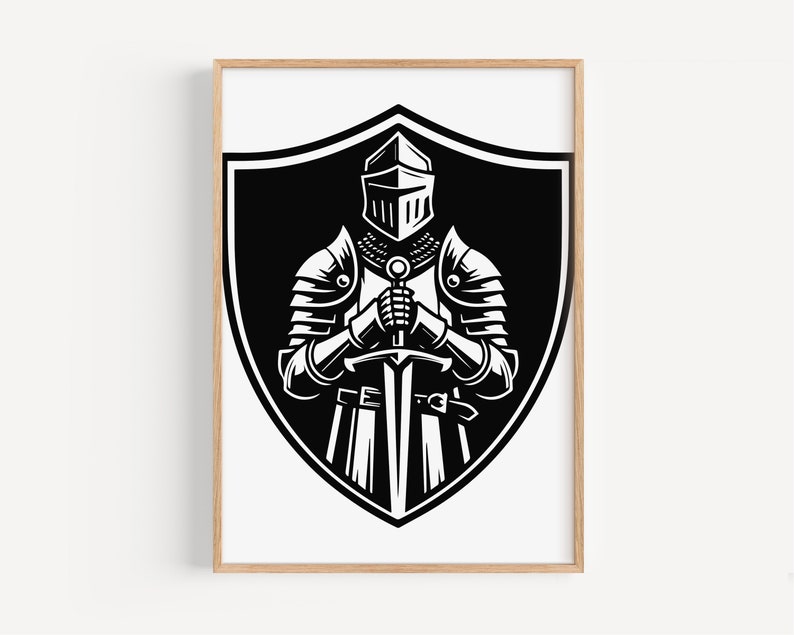 Medieval Knight Silhouette Cut Files | Medieval Knight Shield Vector Silhouette, Cameo, Cricut SVG, PNG, Dxf, Ai, Instant Download Laser image 7