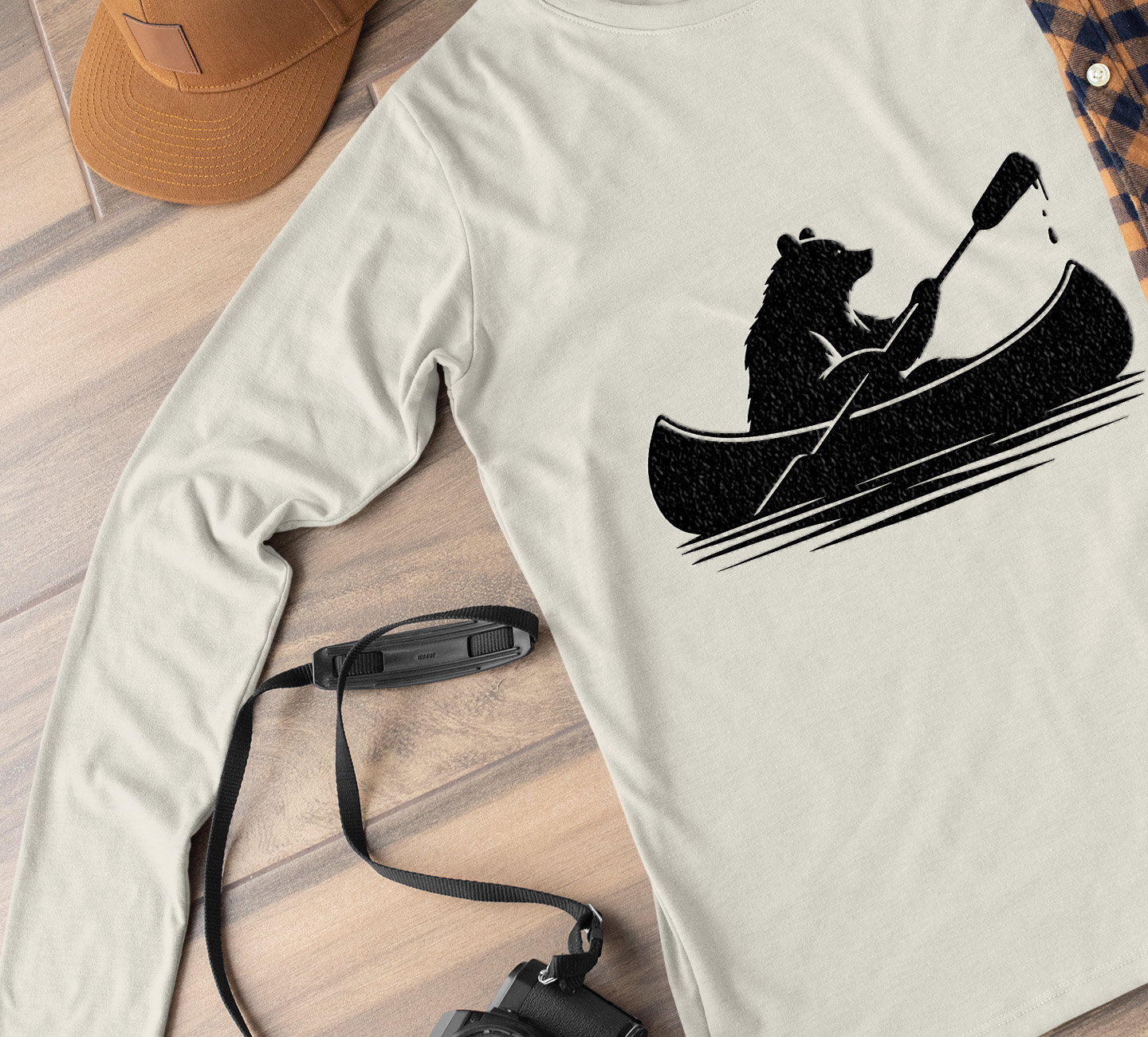 Bear in Canoe Silhouette Cut Files | Bear Canoe Golfer Vector ...