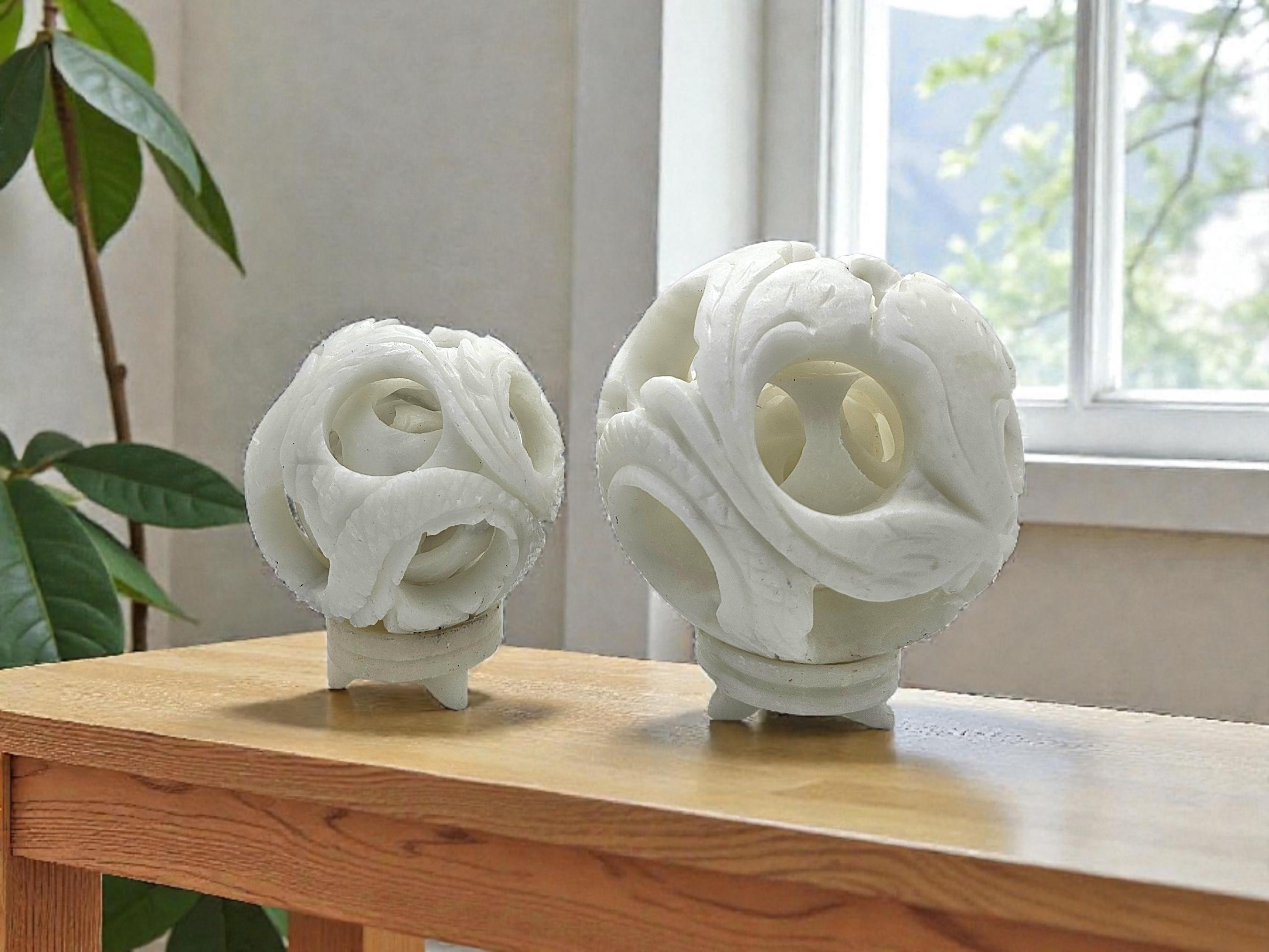 White Jade Chinese Puzzle Ball (linglong Sphere) — Hand-carved