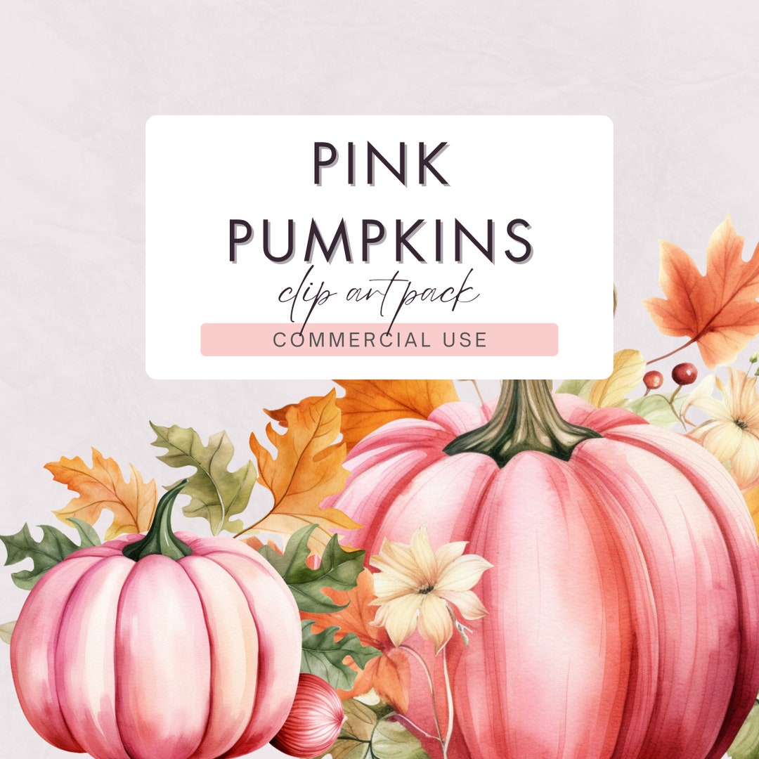 Pink Pumpkin Watercolor Clipart Pack, Commercial Use, Instant Download ...