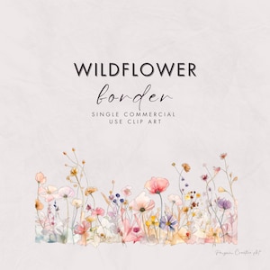 Wildblumen Border Clipart, EINZELBILD, kommerzielle Nutzung, transparente PNGs / Floral Border Aquarell, Frühling Sommer Blumen