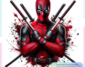 Deadpool PNG clipart file - High resolution image file for sublimation, print - Instant Download