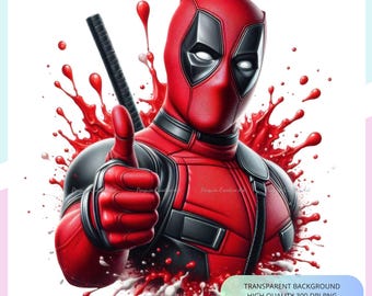 Deadpool PNG clipart file - High resolution image file for sublimation, print - Instant Download