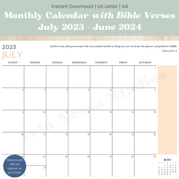 Bible Verse Calendar 2024 Etsy
