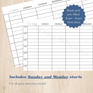 Minimalist Weekly Planner Printable, Weekly Reflection, Schedule by Hour, Digital Download ...