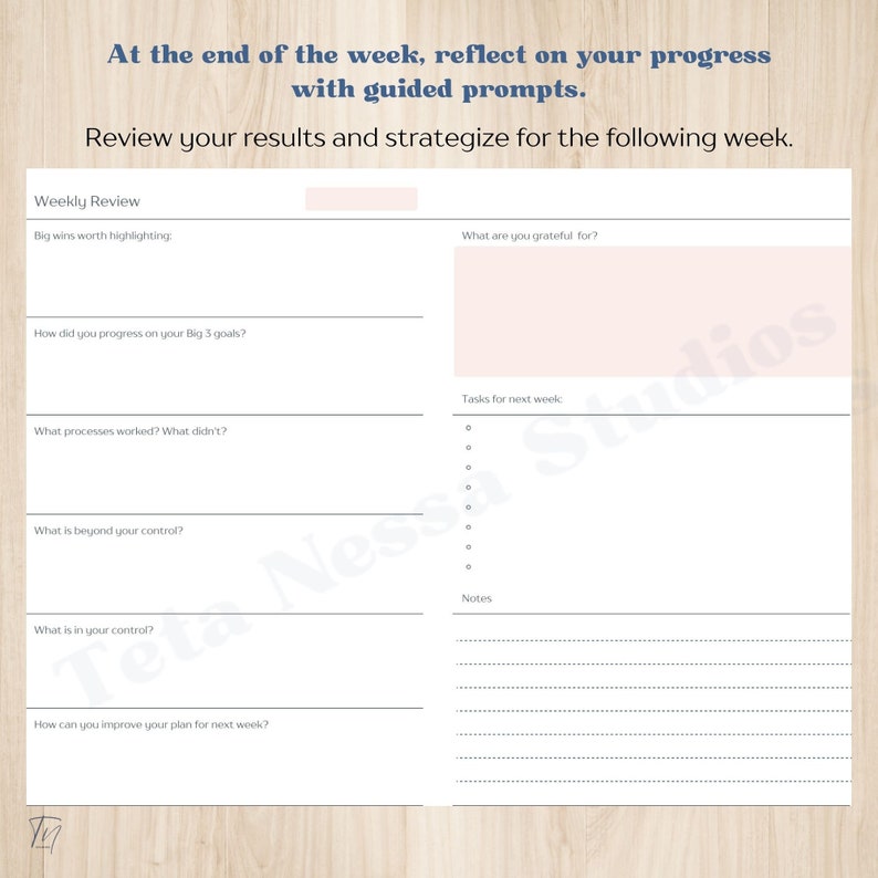 Minimalist Weekly Planner Printable, Weekly Reflection, Schedule by Hour, Digital Download ...