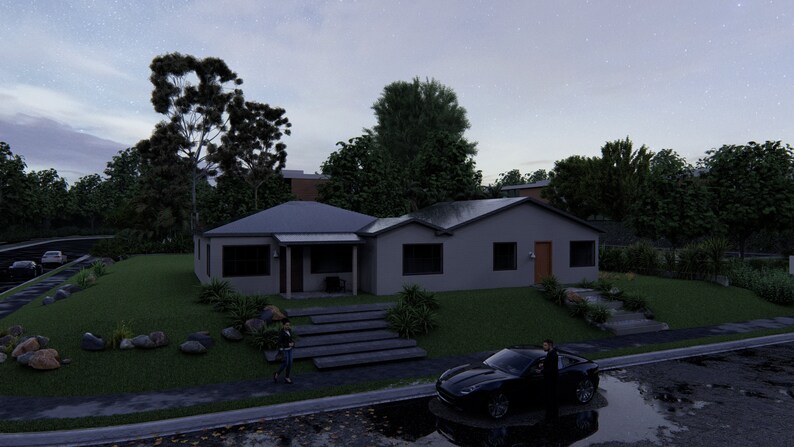 Single Family Dwelling Duplex Unit 3 bedroom 3 bathroom 2 bedroom 1 bathroom 1900 sq. ft. floor plan design image 4