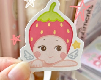 Strawberry Sonny Angel Vinyl Sticker | Waterproof | Cute | Kawaii | Journal | Laptop | Decoration | Die Cut