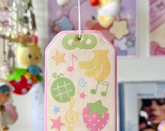 Fruit Omamori Air Freshener | Strawberry Candy Scent | Car Accessory | Room Decor | Scented Lucky Charm |