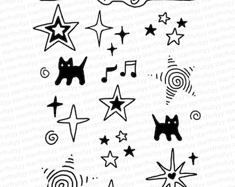 Star Temporary Tattoo Sheet | Flash Tattoo Design | Handmade Tattoos | Y2K / Black and White / Aesthetic / Trendy |