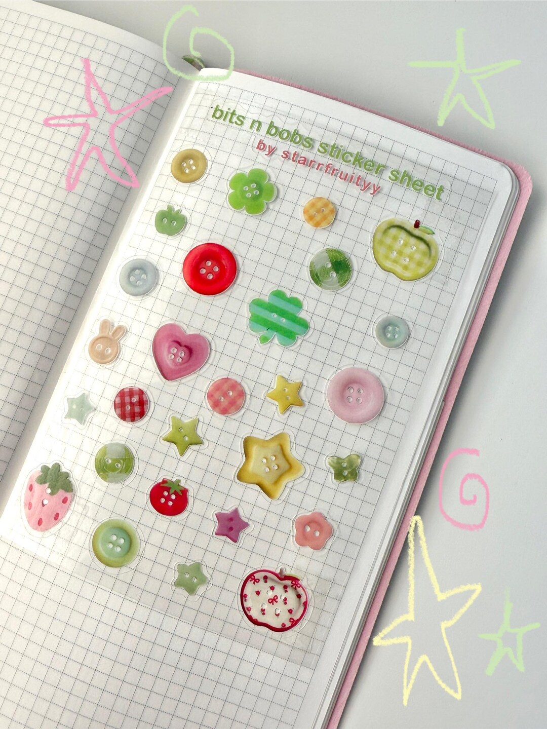 Buttons Sticker Sheet | Journal Stickers | Clear Stickers | Buttons ...