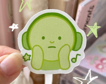 Smiski Headphones Vinyl Sticker | Waterproof | Cute | Kawaii | Journal | Laptop | Decoration | Die Cut