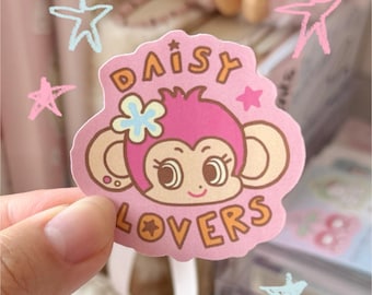 Pink Daisy Lovers Vinyl Sticker | Waterproof | Cute | Kawaii | Journal | Laptop | Decoration | Die Cut