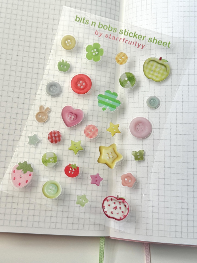 Buttons Sticker Sheet | Journal Stickers | Clear Stickers | Buttons ...