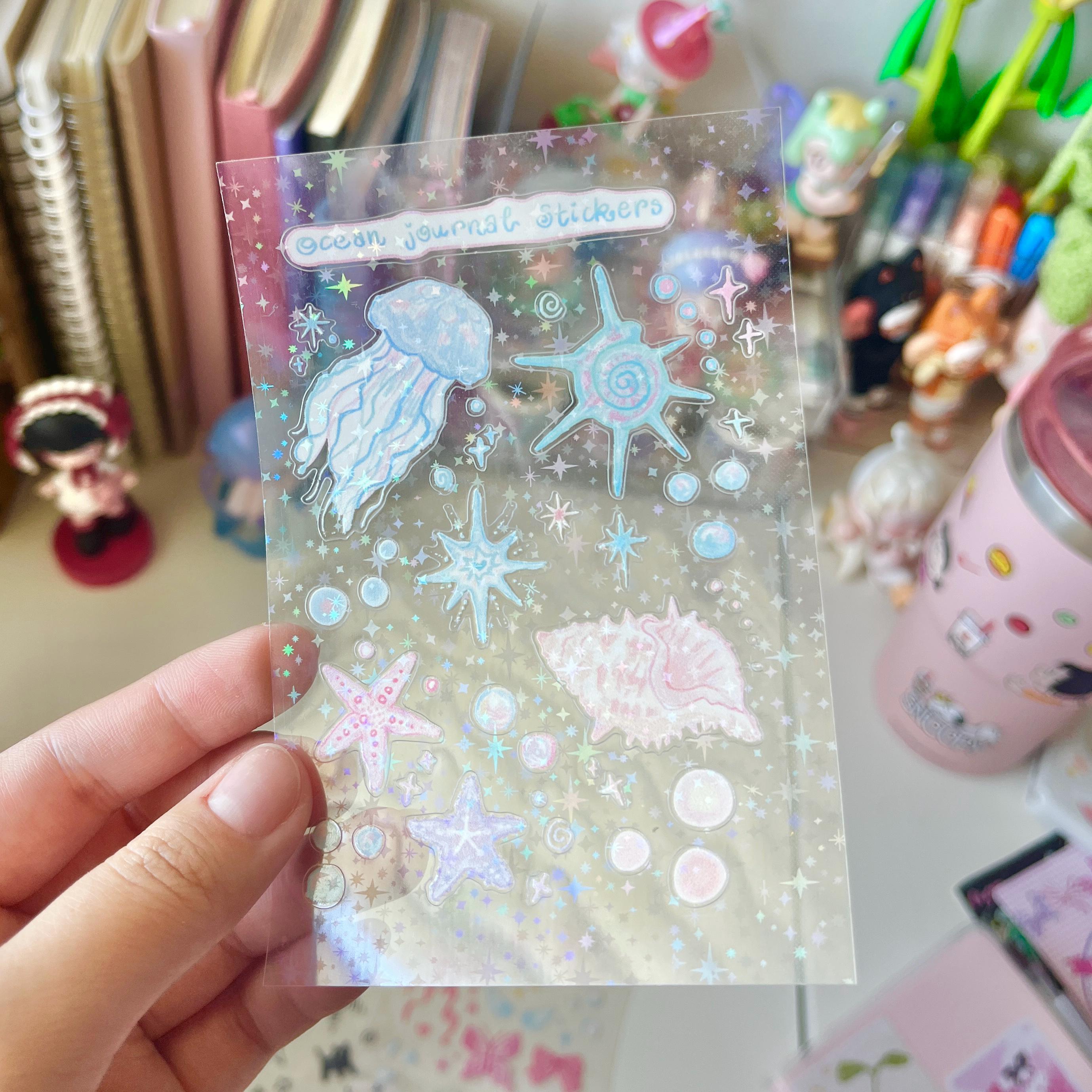 Ocean Sticker Sheet | Journal Stickers | Clear Stickers | Jellyfish ...