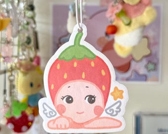 Strawberry Sonny Angel Air Freshener | Strawberry Scent | Car Accessory | Room Decor | Scented Lucky Charm |