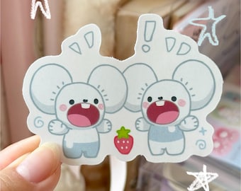 Tandemaus Strawberry Vinyl Sticker | Pokemon | Mouse | Waterproof | Cute | Kawaii | Journal | Laptop | Decoration | Die Cut