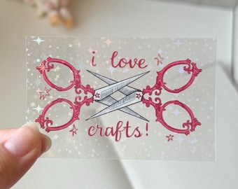 I Love Crafts Sticker | Sapphic | Scissors | Wlw | Lesbian | Journal | Laptop | Decoration | Die Cut
