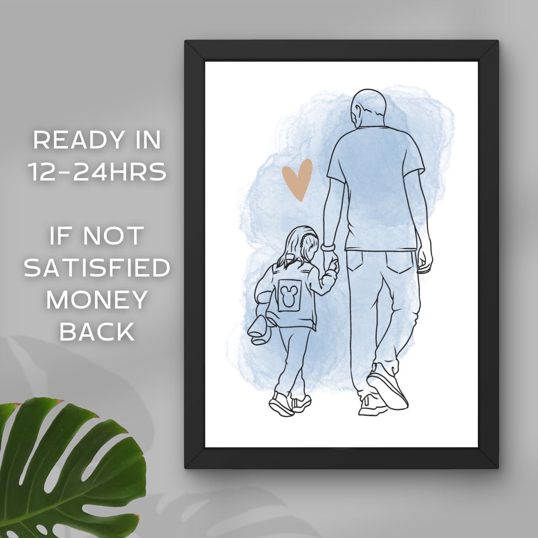 Digital Custom Portrait, Family Illustration, Fathers Day Gift Idea ...