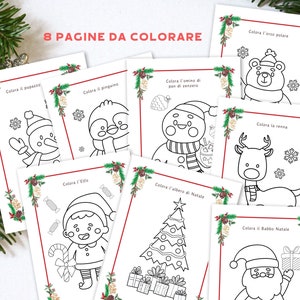 Idea regalo di Natale per bimbi, pagine di attività per bambini in italiano, pagine da colorare natalizie per bimbi, pagine stampabili. immagine 4