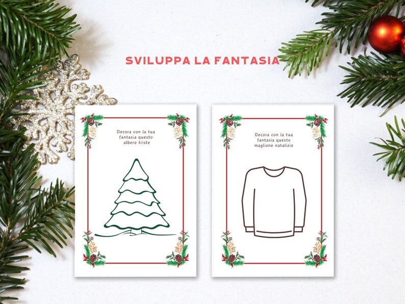 Idea regalo di Natale per bimbi, pagine di attività per bambini in italiano, pagine da colorare natalizie per bimbi, pagine stampabili. immagine 6