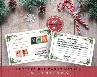 Printable letter to Santa Claus in Italian, downloadable Santa Claus letter, Santa Claus letter in Italian, Christmas children