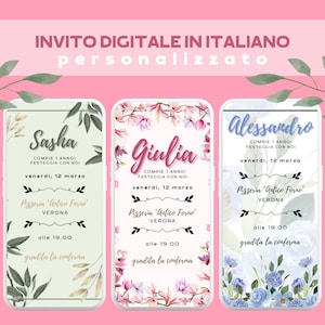Invito digitale in italiano, invito digitale compleanno, invito digitale, invito genere neutro, invito personalizzato, invito rosa digitale