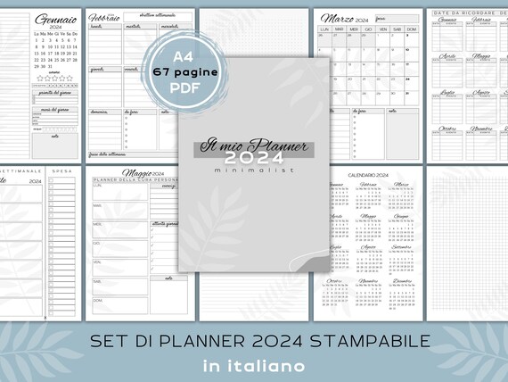 Printable Planner 2024 in Italian, Digital Planner 2024, Printable Agenda  2024, Italian Agenda, Printable Calendar 2024 