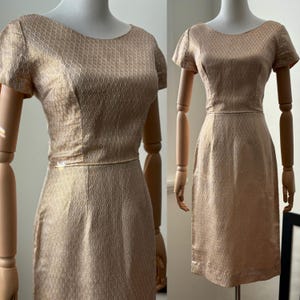 1950s Gold Lamé Pinup Wiggle Dress | Original Vintage