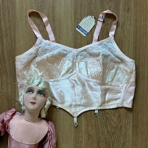 1950s Pink Garter Bustier Bra | Original Vintage