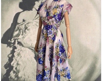 1950s Lilac Floral Dress | Original Vintage