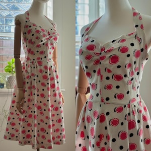 1950s Spotty Novelty Print Halter Dress | Original Vintage