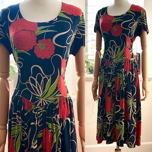 1940s Novelty Print Rayon Dress | Original Vintage | Wounded Bird