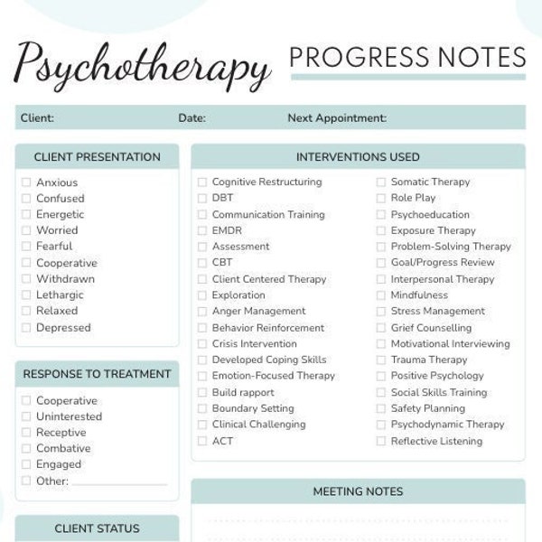 Psychotherapy Progress Notes PDF