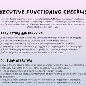 Executive Functioning Checklist for Adolescents with ADHD