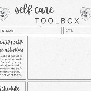 Minimalist Self-Care Toolbox Worksheet for Teens Printable NON-EDITABLE PDF