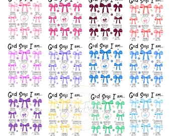 12 Coquette Bow God Says I Am Png Bundle, Christian Coquette Sublimation Designs Shirt PNG,Jesus,Coquette Bible Verse Png, Instant Download