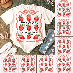 8+ Teaching Is My Jam Strawberry Coquette Back To School Bundle Png, Everyday Png, Preppy Teacher Design,Coquette Teacher Png School Bundle