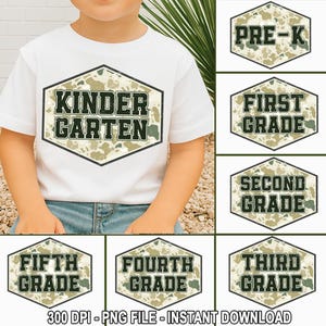 8+ Retro Back to School Boys Old Camo PNG Bundle, Kindergarten Design, First Day PNG, Pre-K to Third Grade Png,School Boy Sublimation Design