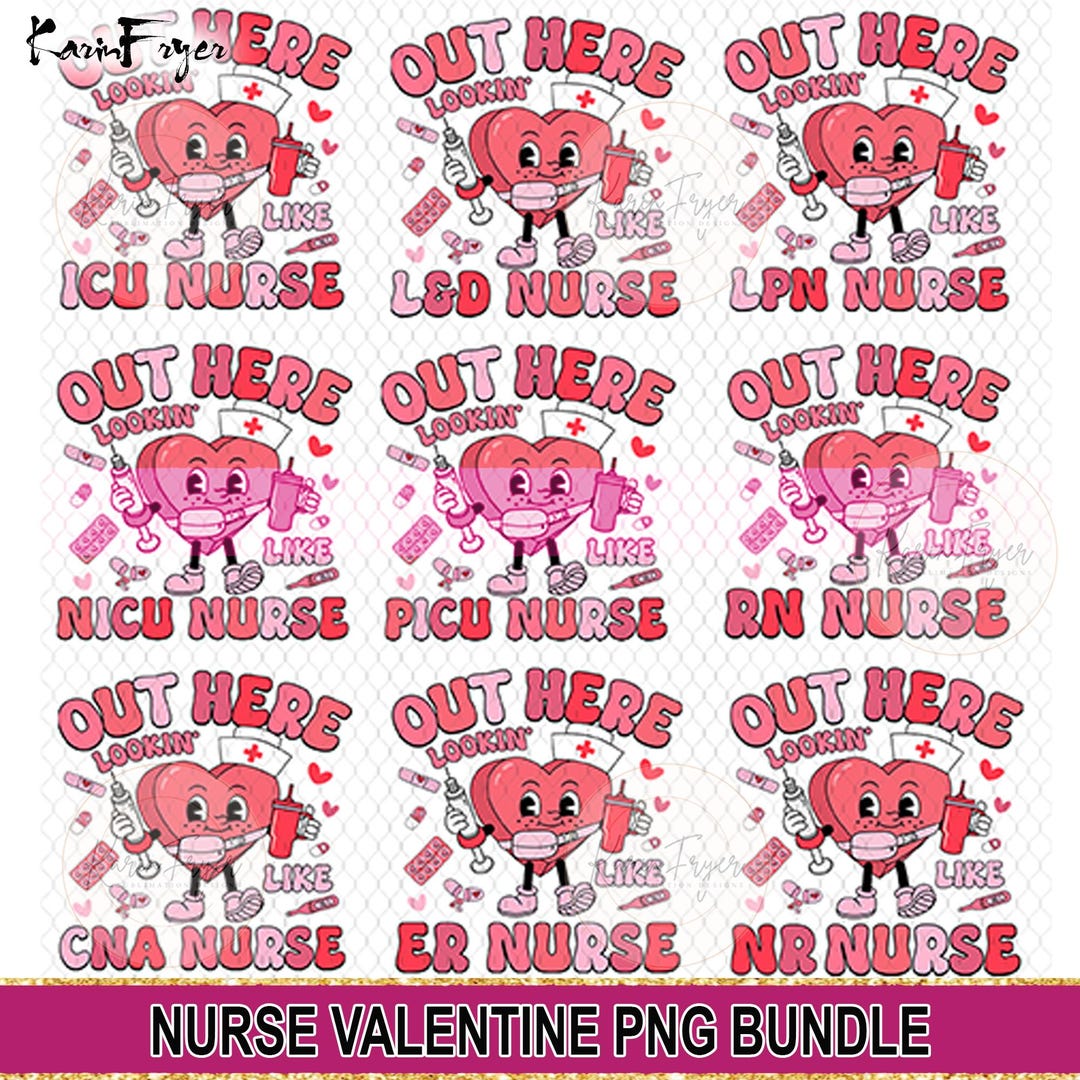 9+ Valentine Nurse Bundle Png, Nicu ER CNA Valentines Png, Pink Heart ...