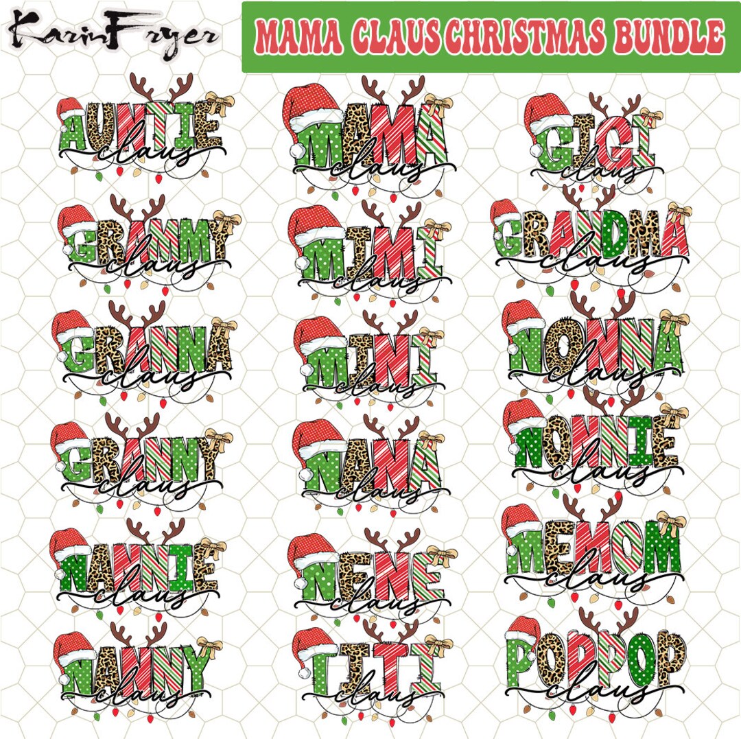 18 Mama Claus Sublimation PNG Designs Downloads,mama and Mini,gigi PNG