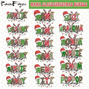 18+ Mama Claus Sublimation PNG Designs Downloads,Mama and Mini,Gigi PNG Digital Design For Grandma,Christmas Nana Mimi Sublimation Design