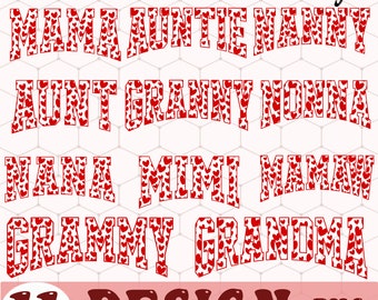 11 Mama Hearts Valentine Bundle PNG Designs Downloads, Mama Mimi, Gigi PNG Digital Design For Grandma, Vaentine Nana Mimi Nanny Auntie