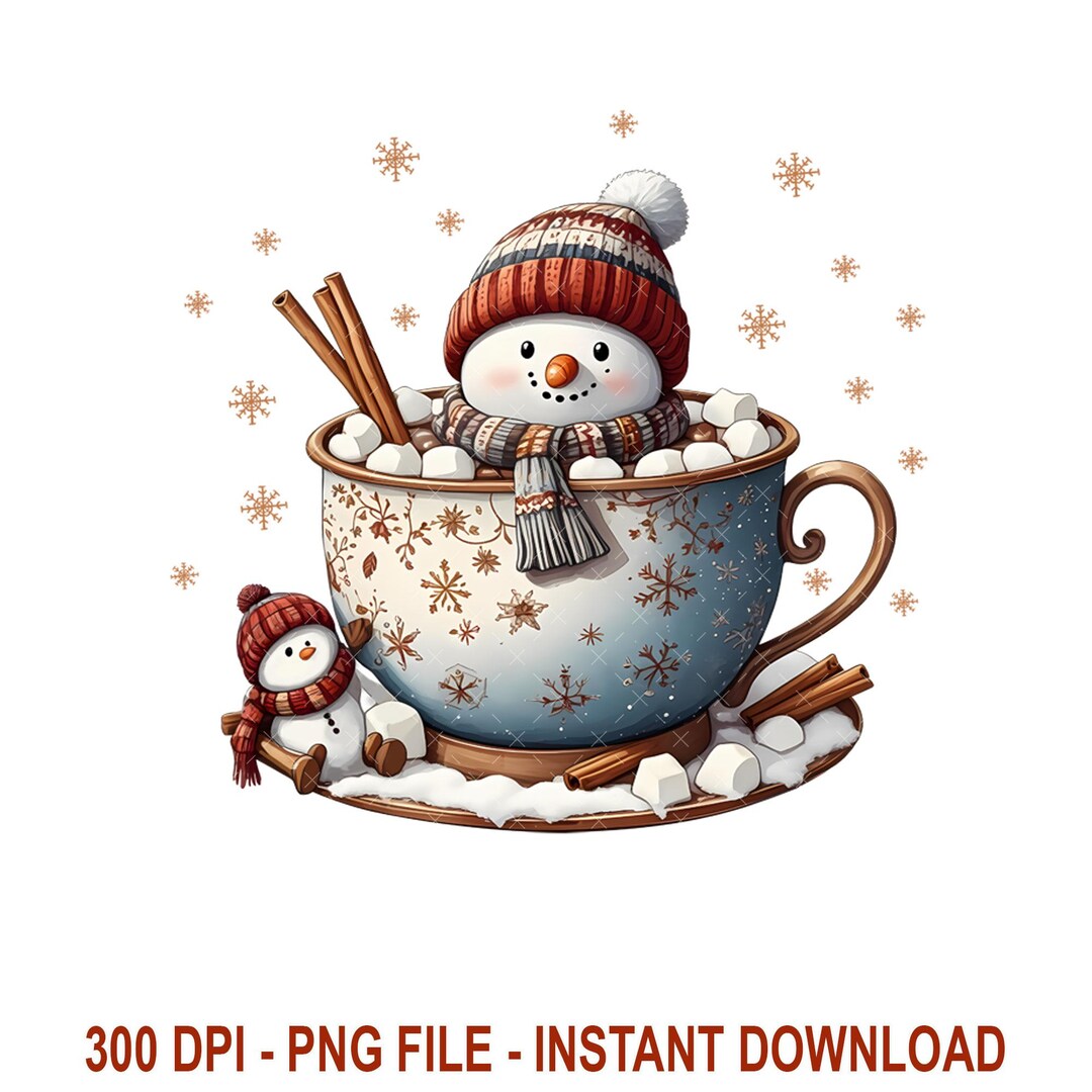 Cute Christmas Snowman Png, Snowman Hot Chocolate Png, Let It Snow Png ...