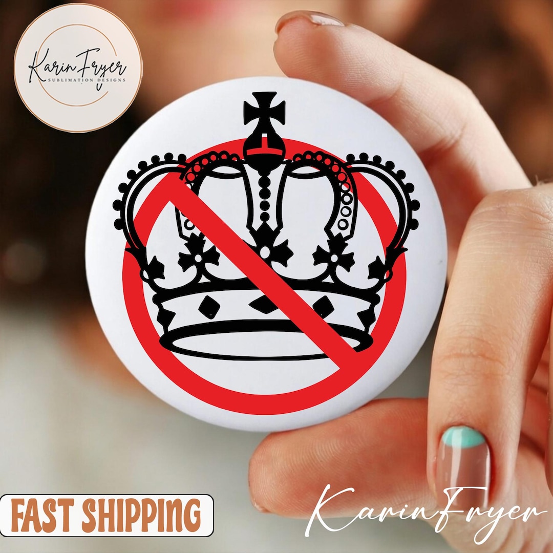 Not Religious Pin No Kings Button Pin | Anti Crown Democracy Pin | Protest Pinback Button ...